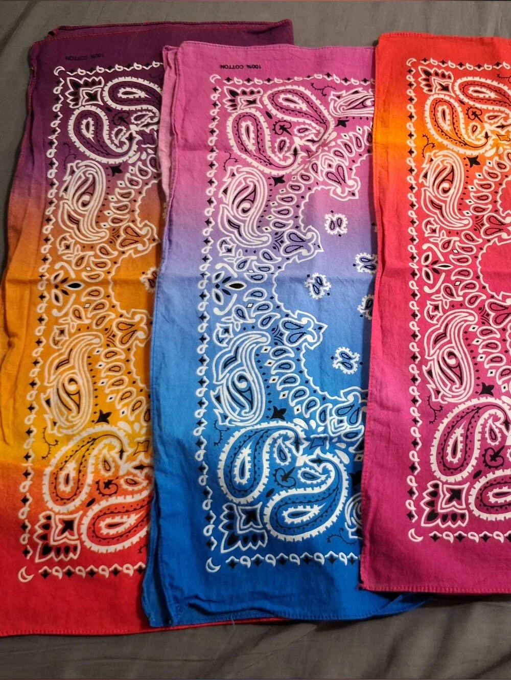 Lot Of 7! Headband Gradient Bandana Scarf - Pink, Blue, Orange Ombre
